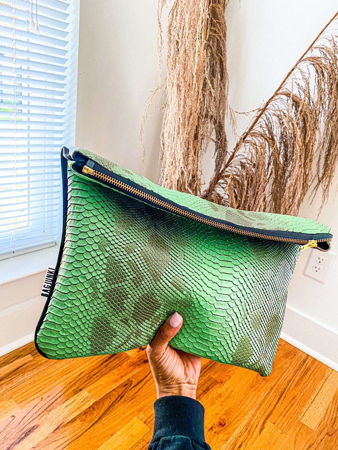 Money Green Snakeskin Foldover image 0