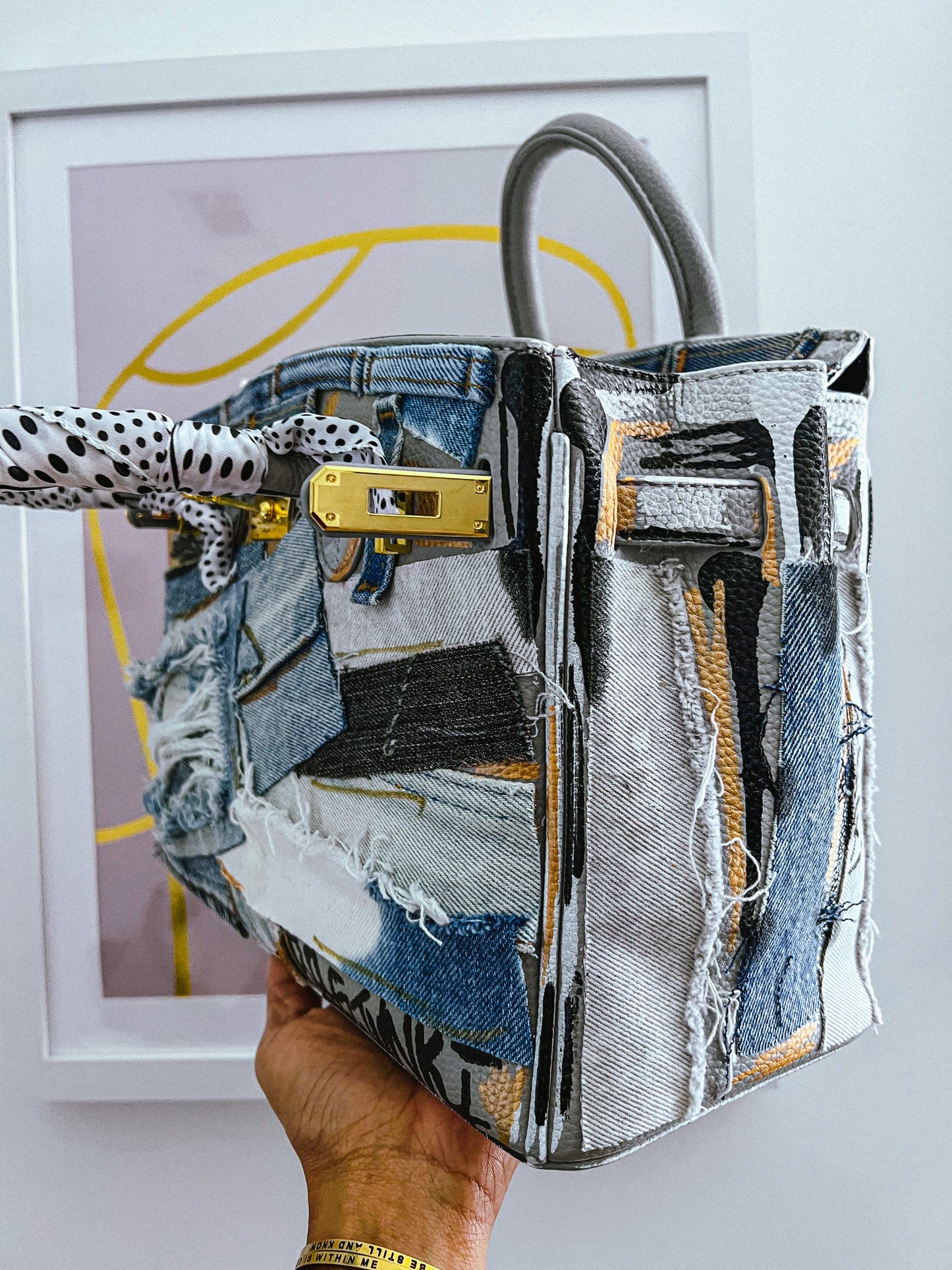 Chris Full Denim Distressed Tote image 0