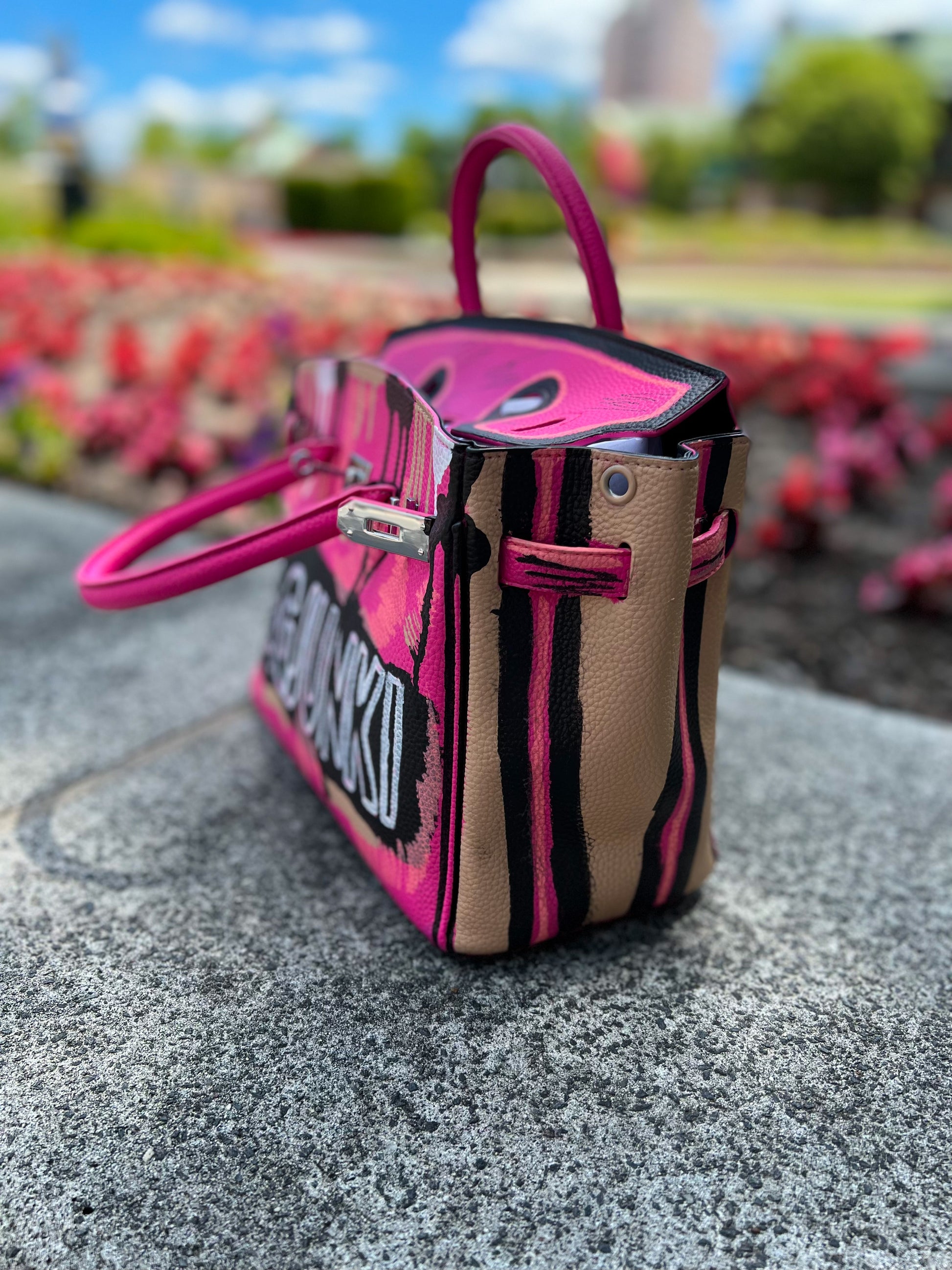 Distressed Paint Handbag - Exotic Pink Love image 2