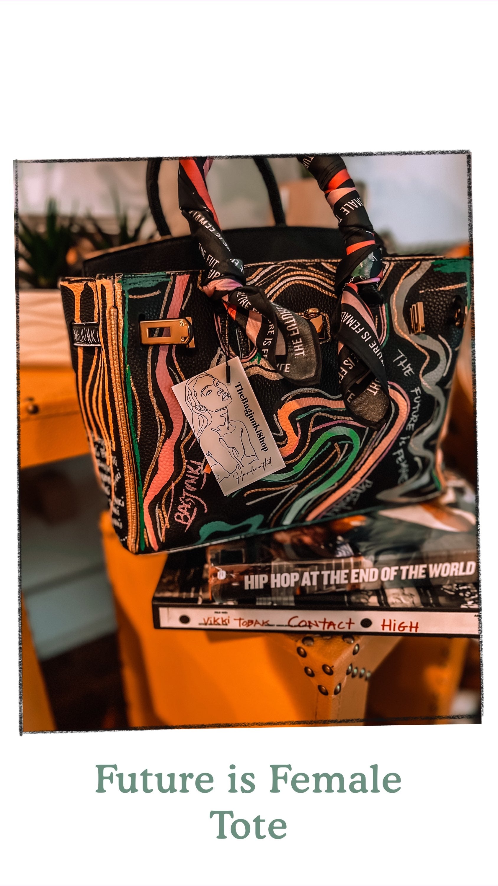 Distressed Paint Handbag - Future is Female image 0
